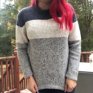 Ombré Block Grey & Blue Sweater